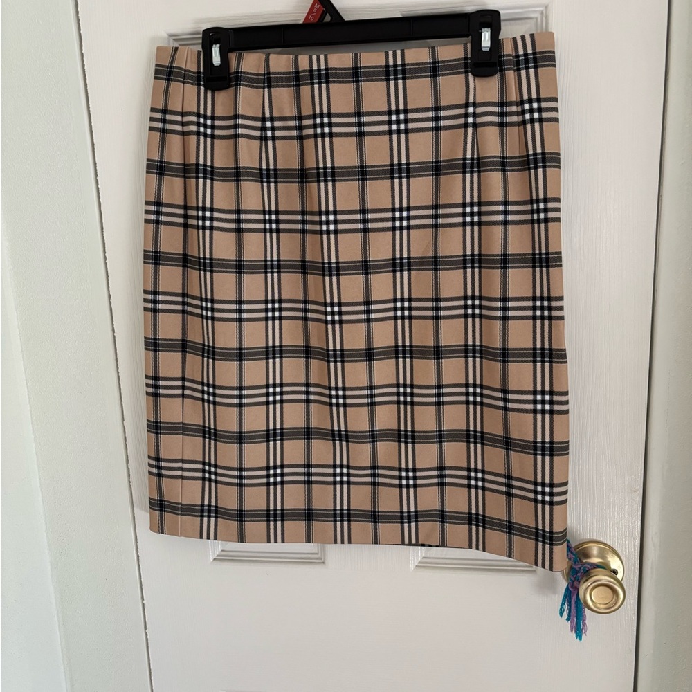 Tan and Black Mini Pencil Skirt for Work